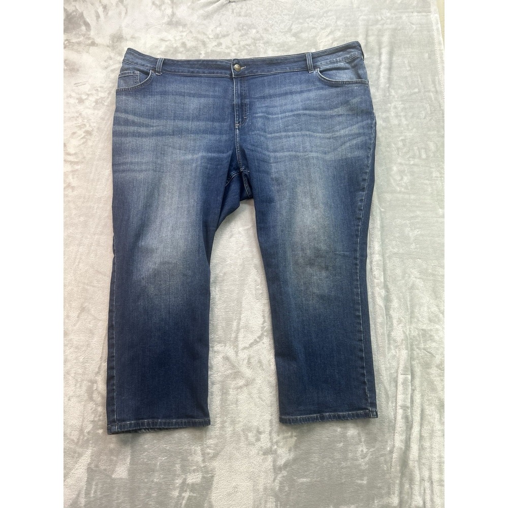 Lee Plus Jeans Women Sz 30W Pet Blue Regular Fit Straight Leg Mid Rise Stretch